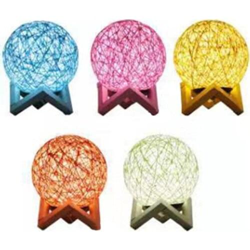 Rattan Table Light Northern Europe Solid Wood Make A Wish In The Starry Sky Projection Moon Lamp Gift Remote Decor