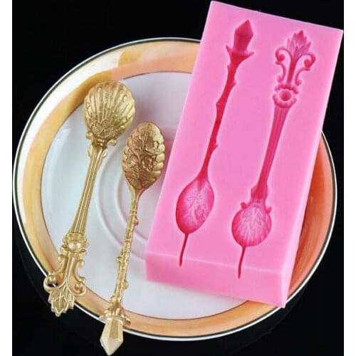 Silicone Mold 1 pc European spoon mould sugar craft fondant cake decorating mould baking tool
