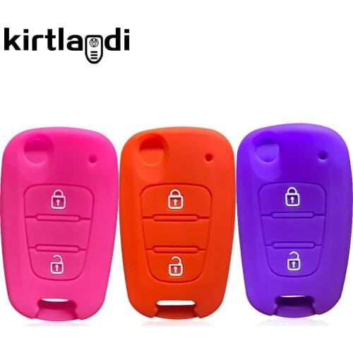 Silicone Key Case Holder Shell Set Fob Cover for Hyundai Verna for Kia Picanto 2 Button Remote Sleeve Keychain Protection Jacket