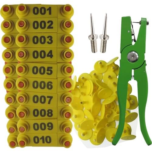 Ear Tag sheep Marker Applicator 001-100 Ear Tags for Goat Identification Kit Ear Tagger with 2pcs Pins Ear Tag Pliers
