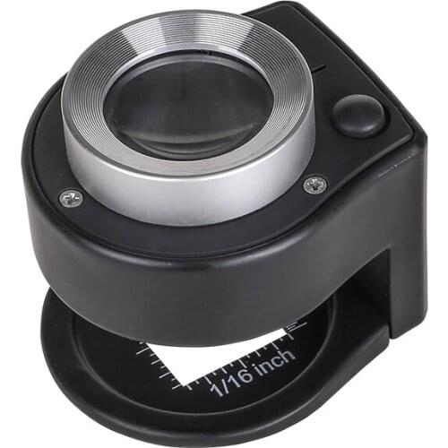 30X Optical Glass Lens Magnifier Full Metal Folding Linen Tester Magnifying Glass With 6LED Lamp Thread Magnifier