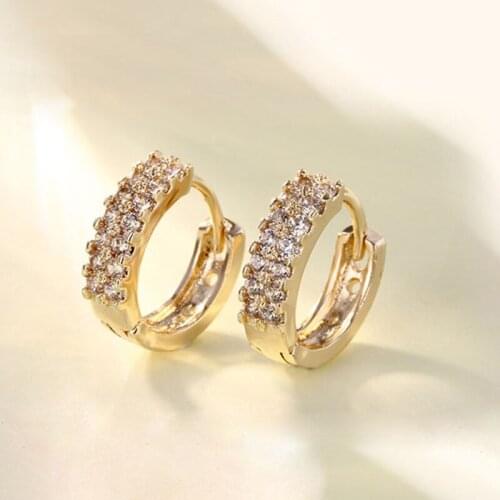ZHOUYANG Piercing Vintage Hoop Earrings for Women Zircon Gold Color Girl Gift Wholesale Earings Fashion Jewelry 2020 Punk KBE421