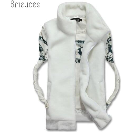 Brieuces Vest Men New Stylish 2020 Autumn Winter Warm Sleeveless Jacket Faux Fur Waistcoat Mens Vest Fashion Casual Coats Mens