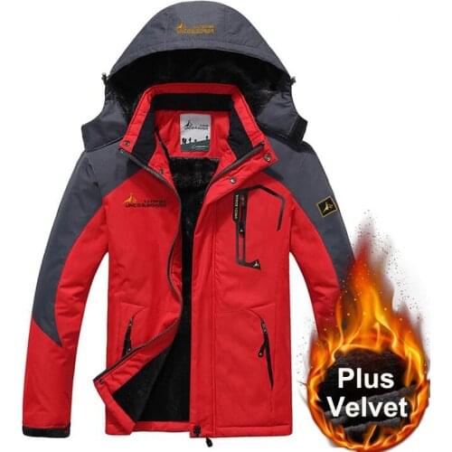 Winter Jacket Windbreak Thick Velvet Warm Hooded Coats Waterproof Outdoor Camping Hiking Fleece Jackets 5XL 6XL Hunting Clothes