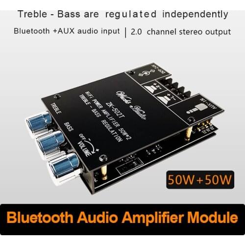 ZK-502T TPA3116D2 Bluetooth-compatible 5.0 Subwoofer Amplifier Board 2.0 Channel High Power Audio Stereo 2*50W Bass AMP