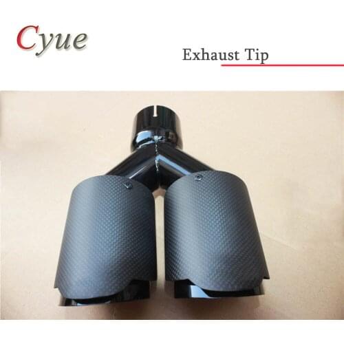 1 PCS Y Model Carbon with Black 304 stainless steel Exhausts Dual End Tips for BMW BENZ AUDI etc Exhaust Dual Tips
