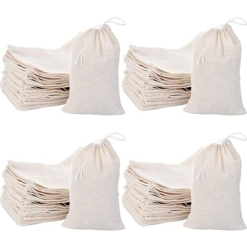 200 Pack Cotton Muslin Bags Sachet Bag Multipurpose Drawstring Bags for Tea Jewelry Wedding Party Favors Storage (4 x 6 Inches)