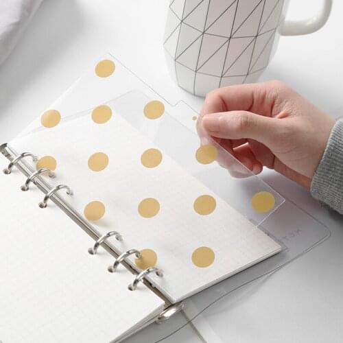 2020 Notebook dividers A5 A6 gold Transparent flower dot 6 ring binder index divider kawaii planner stationery Free shipping