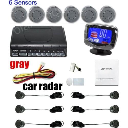 6 Sensors Buzzer LCD display monitor Car Parking Sensor Display Auto Reverse System Kit Free Shipping radar 9 colors for option