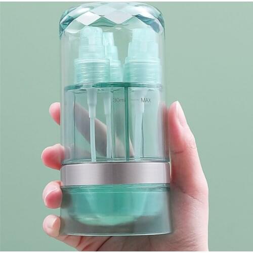 6 in 1 Plastic Empty Bottles with Spray Bottle, Refillable Cosmetic Bottles, Air Flight Travel Bottles for Toner, Lotion, Cream