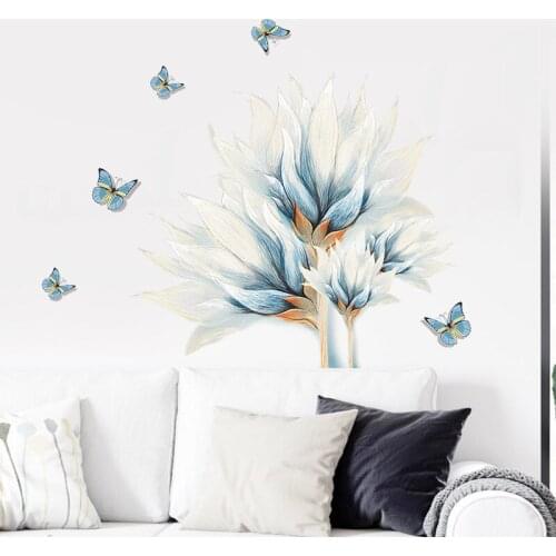 Watercolor Butterflies 3D Stereo Wall Stickers Flowers Living Room Sofa Backdrop Wall Decor Bedroom Decor Wallpaper Art Decals