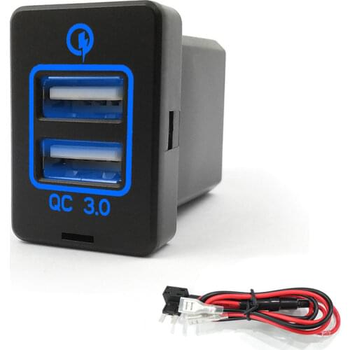 QC3.0 Quick Charge 3.0 Dual USB Port Car Charger Socket for Toyota Camry Corolla RAV4 Reiz Cruiser