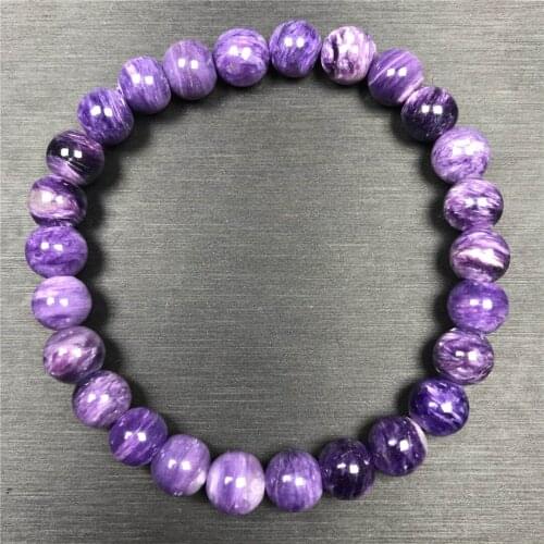 8mm Natural Charoite Bracelet Jewelry For Women Men Purple Russia Crystal Luck Love Gift Round Beads Stone Stretch Strands AAAAA