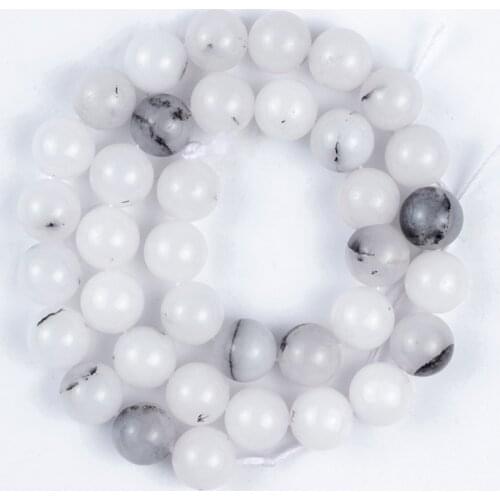 Natural Stone Beads Imitation Black Crystal Agate Round Loose Beads for Making DIY Bracelet Earrings Accessories 6/8/10/mm