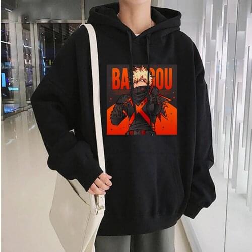 Harajuku Anime My Hero Academia Bakugou Printing Hoodies Sweatshirts Hot Cartoon Cool Pattern Oversized Streetwear Male Pullover