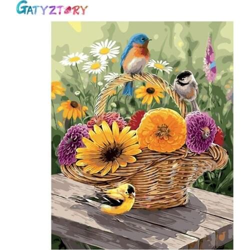 GATYZTORY Paint By Numbers For Adults Children DIY HandPainted Oil Painting Birds And Flowers Picture Paint Home Decoration