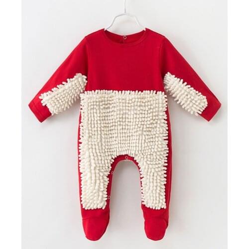 VOGUEON Long Sleeve Splicing Mop Rompers Baby Todder Kids Jumpsuit Autumn O-neck Anti-slip Cotton Clothes Kid Leisure Jumpsuit
