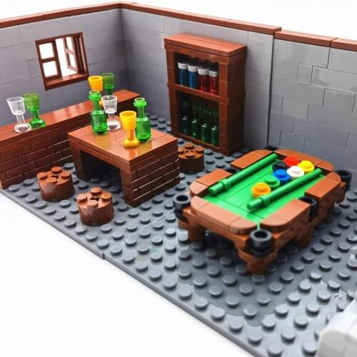 MOC City Friends Blocks Building Toys for Kids DIY Snooker Bricks Parts Furniture Set Birthday Gift Compatible Classic Bloques