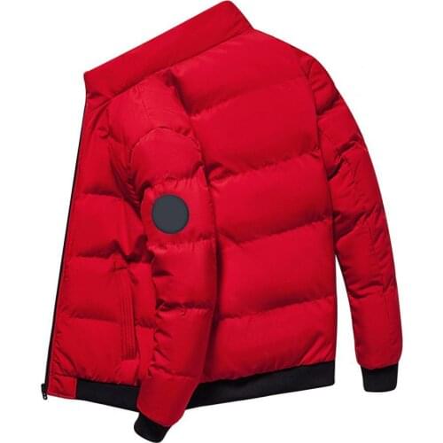 2021 New Fashion Spring/Autumn Men Stand Collar Long Sleeve Pockets Thick Down Zipper Closure Pockets Coat Warm Parkas Jacket