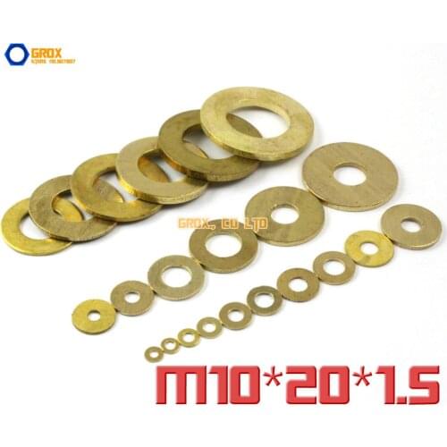 50 Pieces M10 x 20 x 1.5mm Brass Flat Washer