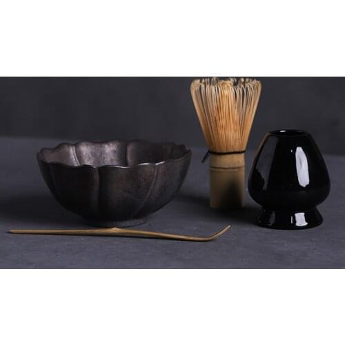 LUWU 4pcs/set traditional matcha giftset ceremic matcha bowl whisk holder bamboo matcha whisk scoop japanese matcha tea sets