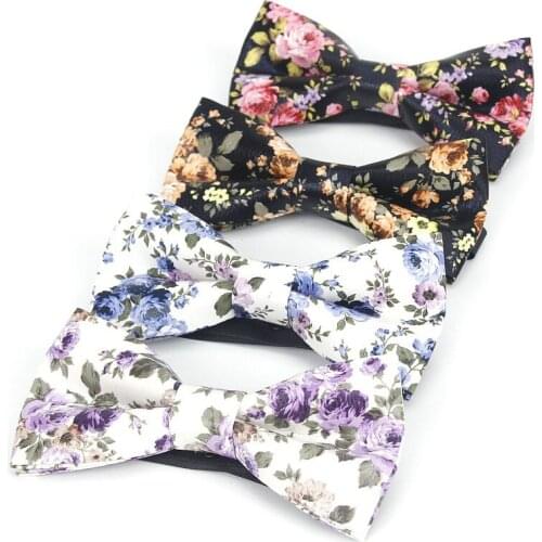 Brand New Fashion Mens Pu Leather Flower Printed Butterfly Men Vintage Bow Tie Female Necktie Wedding Luxury Adult Party bowtie