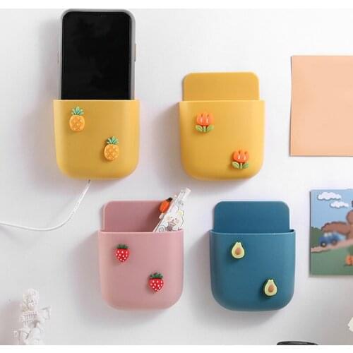 Wall Mounted Organizer Storage Box Cute Fruit Remote Control Mobile Phone Plug Wall Holder Charging Multifunction Holder Stands