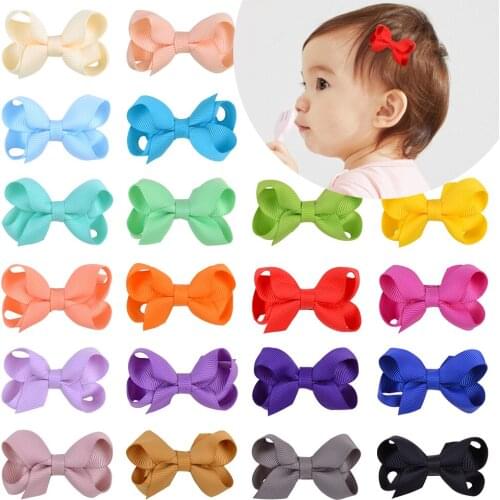 31Colors/Lot Solid Bowknot Hair Clips With Safety Hairpins Boutique Cute Barrettes For Girls Headwear Kids Hair Accessories 233