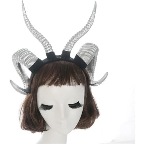 Handmade Gothic Antelope Sheep Horn Devil Witch Gothic Lolita Sheep Horn Headband Hairband Accessory Cosplay Halloween Headwear