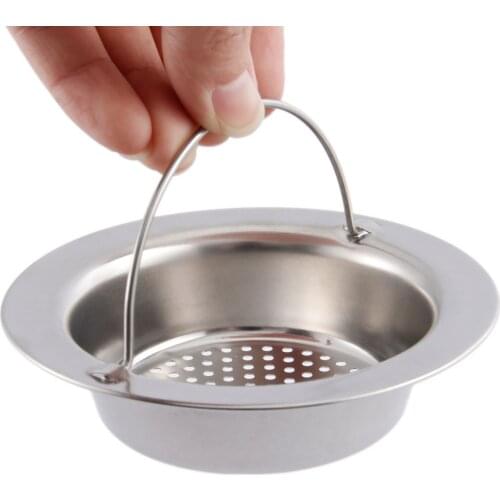 Hand-held Stainless Steel Kitchen Sink Strainer 11cm Kitchen Bathroom Shower Hair Drain Hole Bathtub Wash Basin Sundries Filter