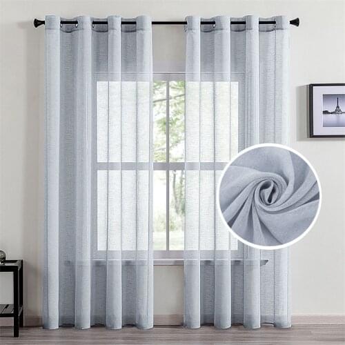 Topfinel Cotton Linen Tulle Curtains For living Room Sheer Curtains for Bedroom Kitchen Solid Color Window Door Tulle Curtain