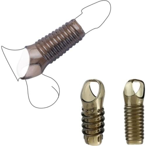 2pcs/set Silicone Penis Sleeve Reusable Extender Enlarger Delay Ejaculation Dick Sleeve Adult Sex Toys for Men