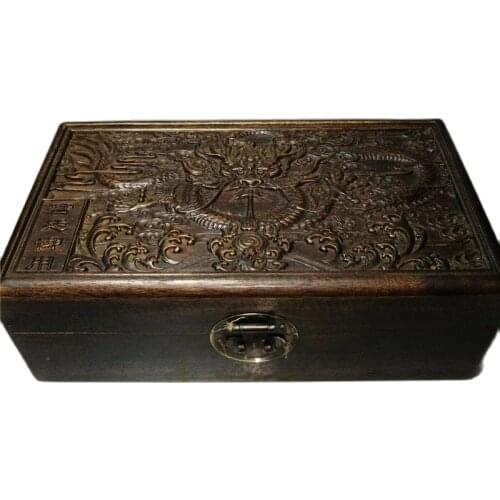 China old Beijing old goods Wood carving Old rosewood wooden treasure chest