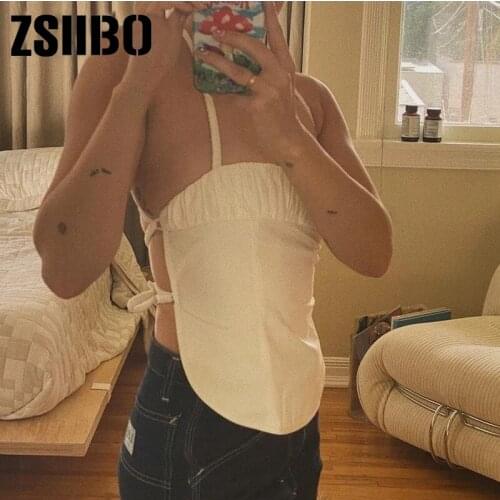 Vintage Aesthetics Criss-Cross Y2K Bandage Backless Sexy Tanks Summer Clubwear Sleeveless clothes cotton Lace-up Milk Maid Tops