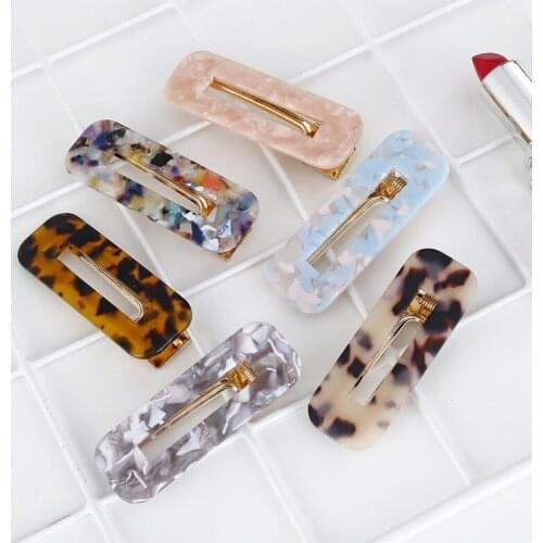 Classic Acrylic Hair Clips Hollow Rectangle Shaped Hairpin For Women Girls Leopard Headwear Beauty styling Jewelry Gifts
