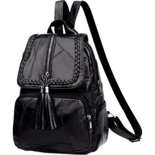 Womens Zip Backpack Travel Soft PU Leather Backpack Bag Shoulder Bag Student Bag Travel Casual Bag