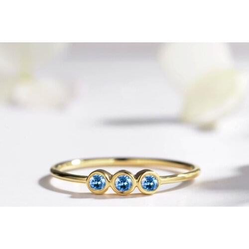 Solid 14k Yellow Gold Engagement Ring for Women Wedding Ring Fine Jewelry Trendy Fine Jewelry Natural Sky Blue Topaz