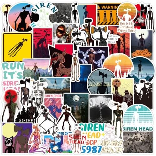 Anime SCP 6789 173 096 Siren Head Stickers Toy White Black Sirenhead Pegatinas Horror Character Figures Sticker