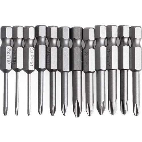 12Pcs Hex Shank netic Phillips Cross Screwdriver Bits,phillips screwdriver set, 50mm 1/4 Inch