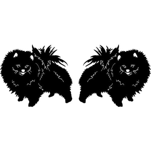 16*6.7CM 1Pair Pomeranian Dog Lovely Animal Car Sticker Fashion Rearview Mirror Decorative Decals C6-1170