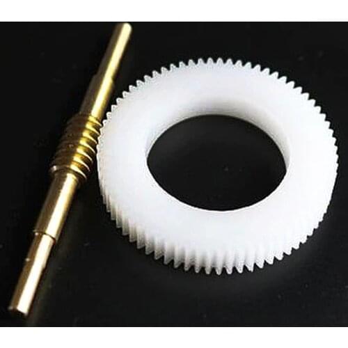 2Sets/lot 0.5 Mold 71Teeths 1:71 Nylon Worm Gear +Copper Worm Rod Diy Toy Parts--Gear Inner Hole:21.8mm