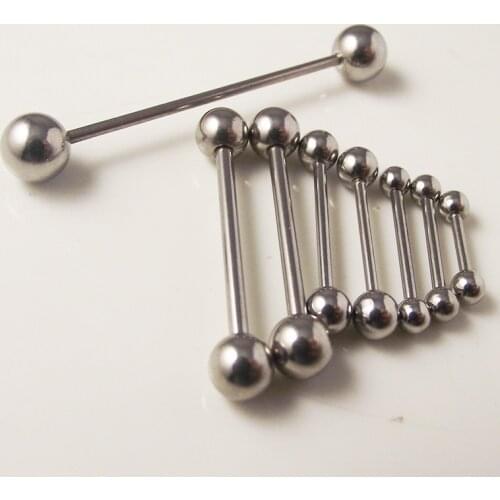 2 Piece 316L Stainless Steel Straight Industry Tongue Barbell Piercing Jewelry Tongue Nipple Bar Ring Body Jewelry