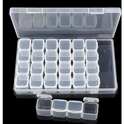 2 Pack 28 Grids Diamond Painting kits Plastic Storage Box Nail Art Rhinestone Tools Beads Storage Box Case Organizer Holder