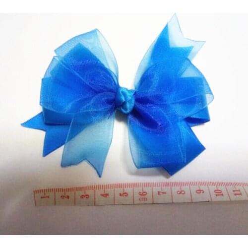 200pcs Free Shipping Double Layer Grosgrain and Oarganza Ribbon Pinwheel Bow