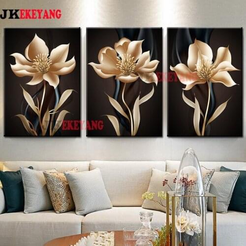 3pcs 5D Diy round/square diamond painting Beautiful Abstract flower Diamond Mosaic Embroidery cross stitch Y4195