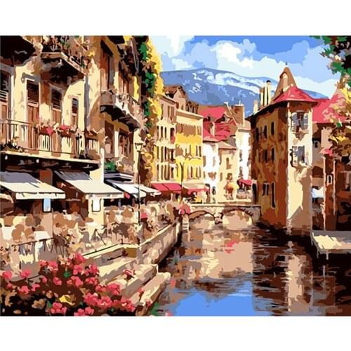 40x50 Florence landscape mass effect wall Oil Painting By Numbers on Canvas art wedding decoration Modular pictures DY266