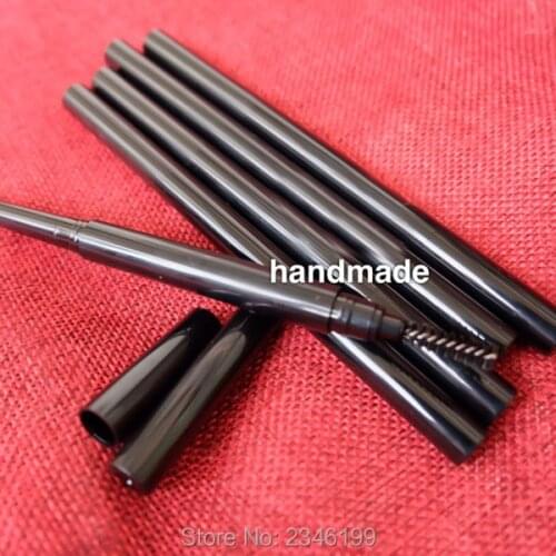 50pcs/lot Empty DIY Empty Eyebrow Pencil With Brush, Plastic Black Double-edge Eyebrow Pen, Elegant Makeup Tool