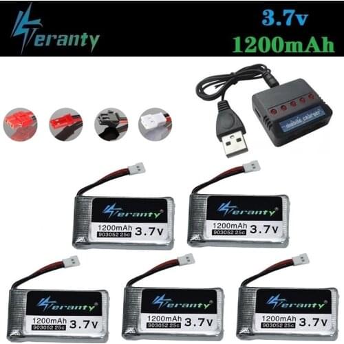 3.7V 1200mah Rechargeable Battery for KY601S for Syma X5c X5 X5SC X5SW M18 H5P RC Drone Quadcopter 903052 lipo battery Charger