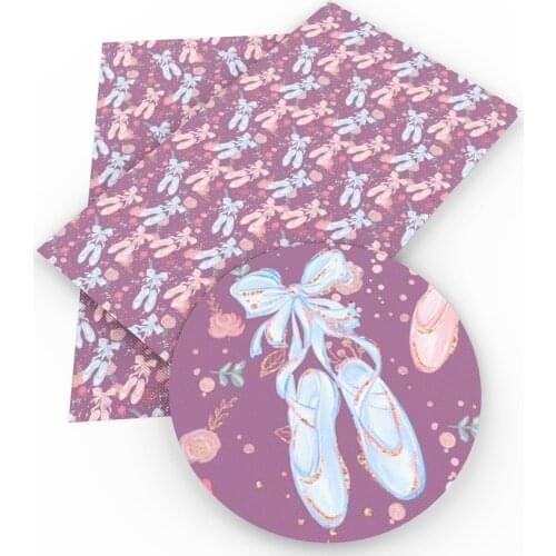 David accessories 20*33cm Ballet Girls Printed Faux Leather Fabric for DIY Hair Bows Earring Home Textile ,1Yc11718