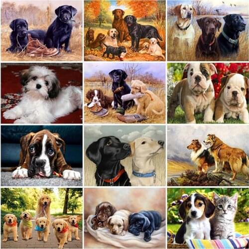 Diy Dog 5D Diamond Painting Cross Stitch Full Round Drill Diamond Embroidery Mosaic Rhinestone Handmade Gift Home Decor